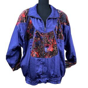 Lavon Vintage 80's Purple Nylon Full Zip Windbreaker Track Jacket Size L